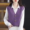Spring/Autumn 2024 V-Neck Knitted Sweater Vest Cardigan for Women