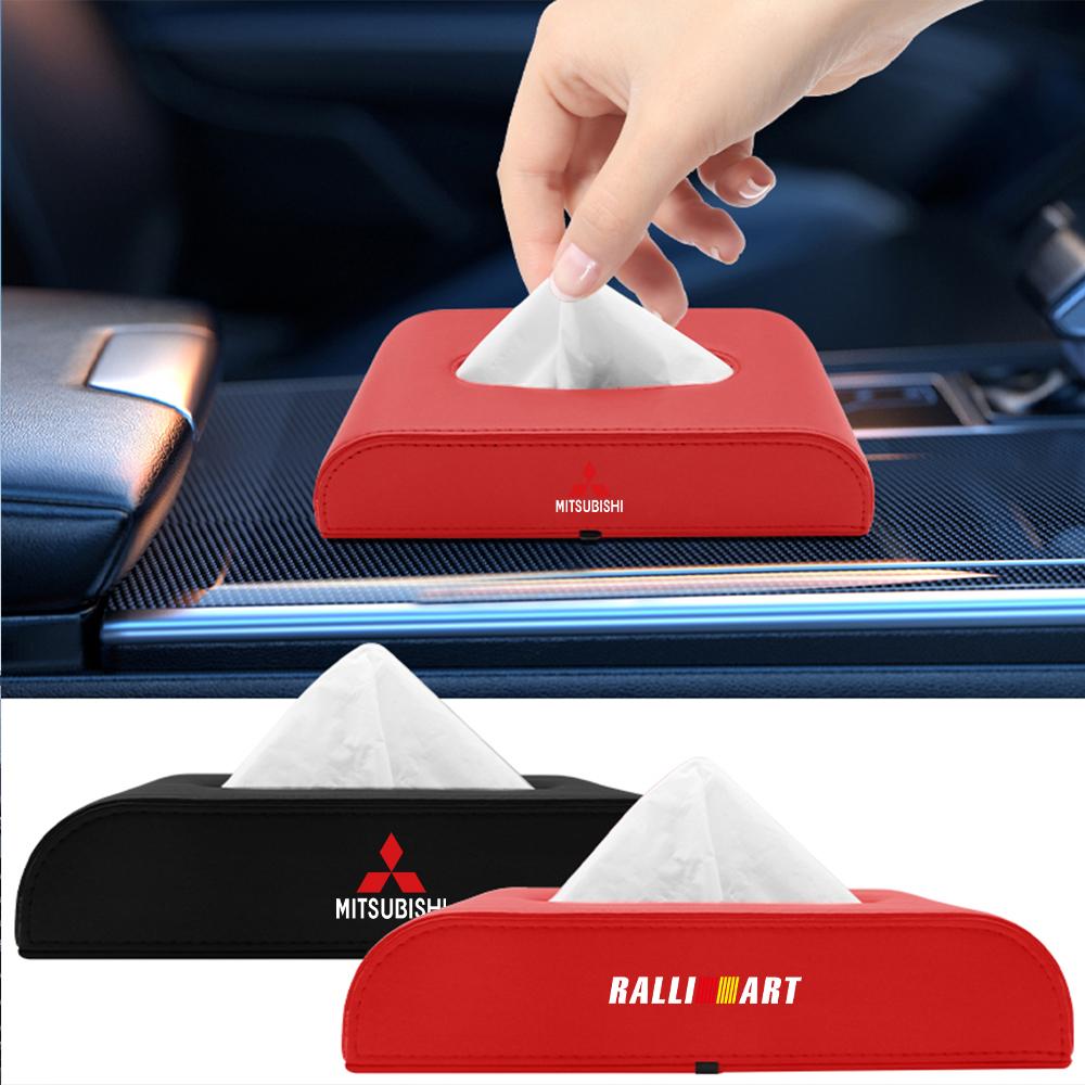 cxfnzt1 Car Interior Luxury Leather Tissue Box Center Console Storage Case For Mitsubishi Space Star Lancer Outlander Eclipse Cross Asx