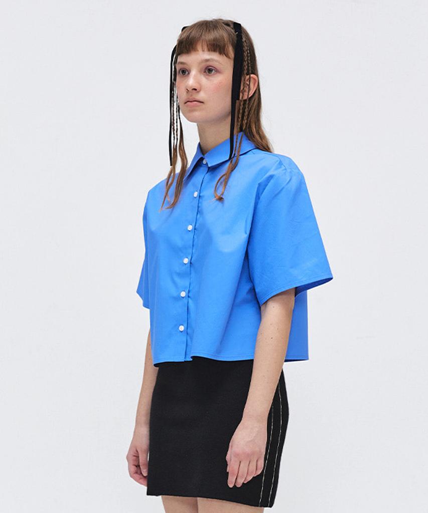 EZIO WOMEN Wide Cropped Half Shirt_Blue