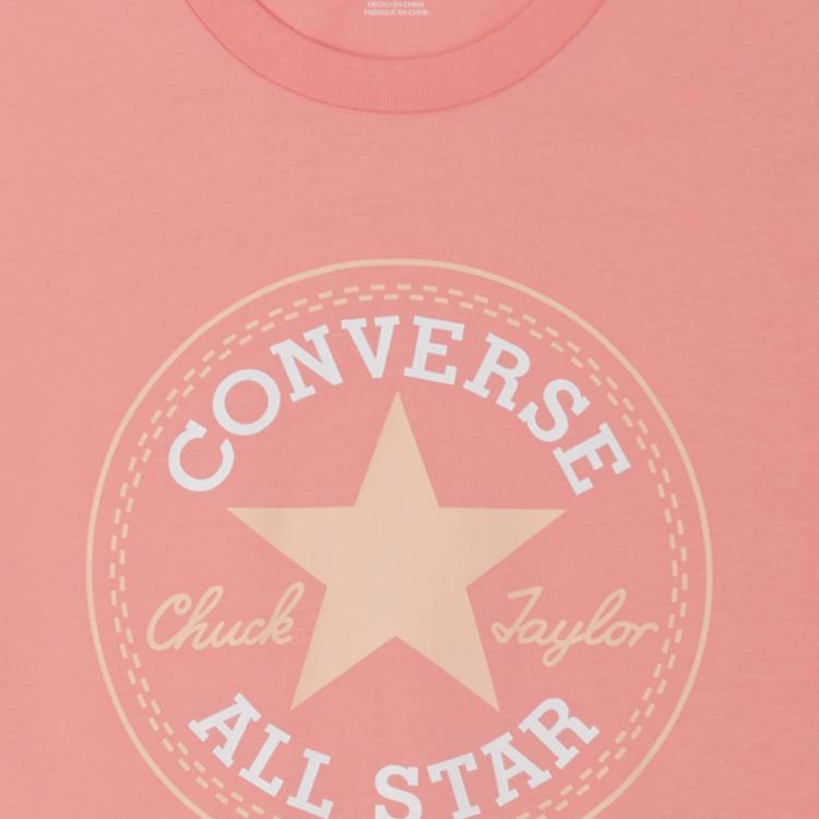 Converse Футболки Унисекс Розовые С Круглым Вырезом Умеренный Прямой Крой 10025459-A12