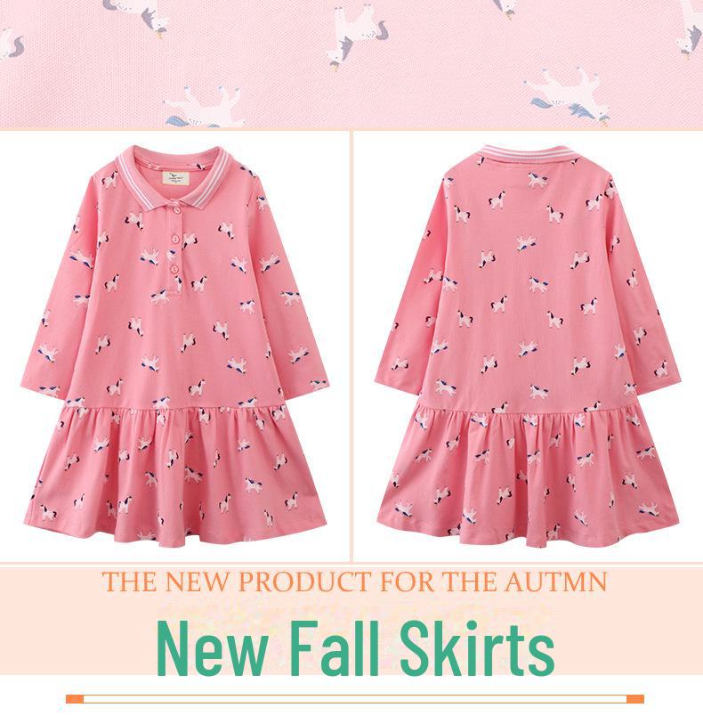 Платье принцессы-единорога для девочек - европейско-американский стиль, с длинным рукавом, осенняя коллекция