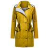 Women Solid Rain Jacket Outdoor Plus Size Waterproof Hooded Windproof Loose Coat