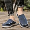 Fashion Slip On Men Casual Shoes Outdoor Walking Comfortable Canvas Slippers Summer Korean Trend Baotou Half Drag Slides Large Size EVA