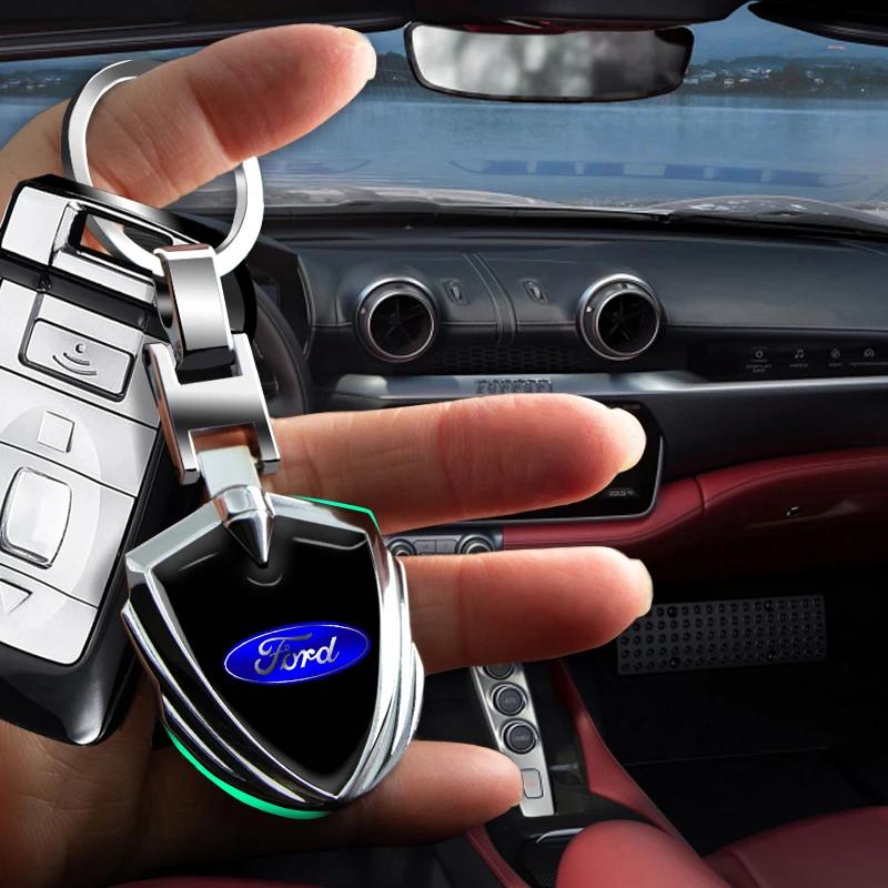 Car Sticker Car Logo Stying 3D Metal Key Rings Shield Shaped Keychain For Ford Fiesta C-Max Kuga Ranger Raptor KA Fusion ST Tran