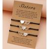 3 Pcs Matching Heart Distance Heart-to-Heart Sister Card Bracelets Three Sisters Stainless Steel HeartBracelets Handmade