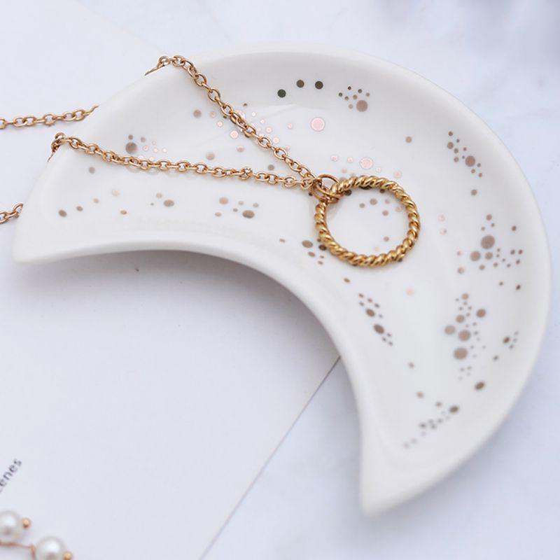Ceramic Moon Shape Small Jewelry Dish Trays Earrings Necklace Ring Storage Plates Fruit Dessert Display Bowl Decoration Tray
