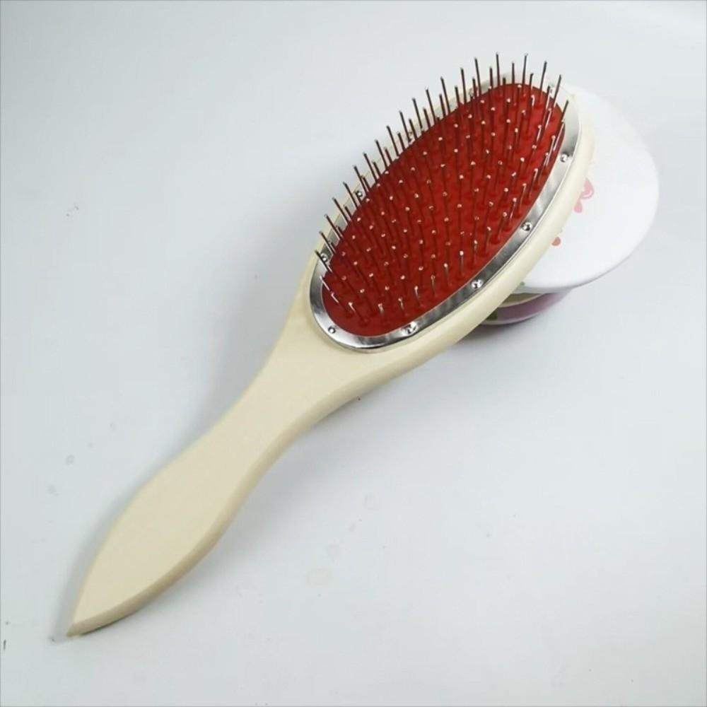 Wooden Handle Anti Static Steel Comb Detangling Hair Extensions Wig Brush  Household