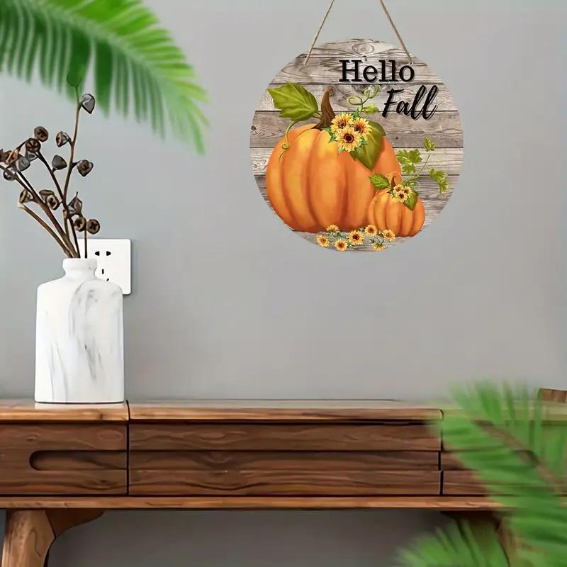 Садовые украшения, украшения для осеннего фестиваля урожая, деревянные подвесные декоративные таблички, логотип "hello fall", тыквенный узор, 2D плоские изделия