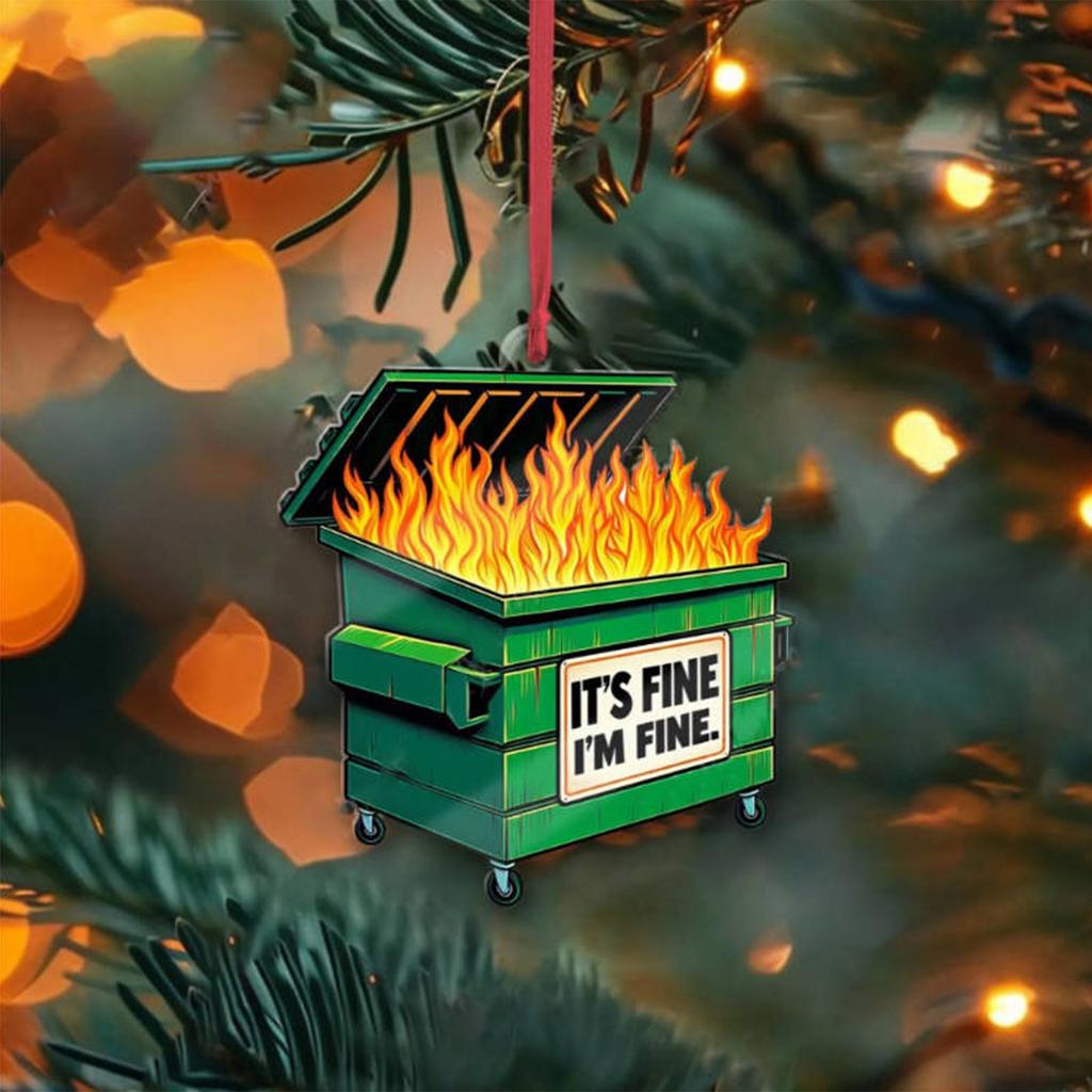 Плоский акриловый 2024 мусорный бак огонь украшения, забавные украшения для дома