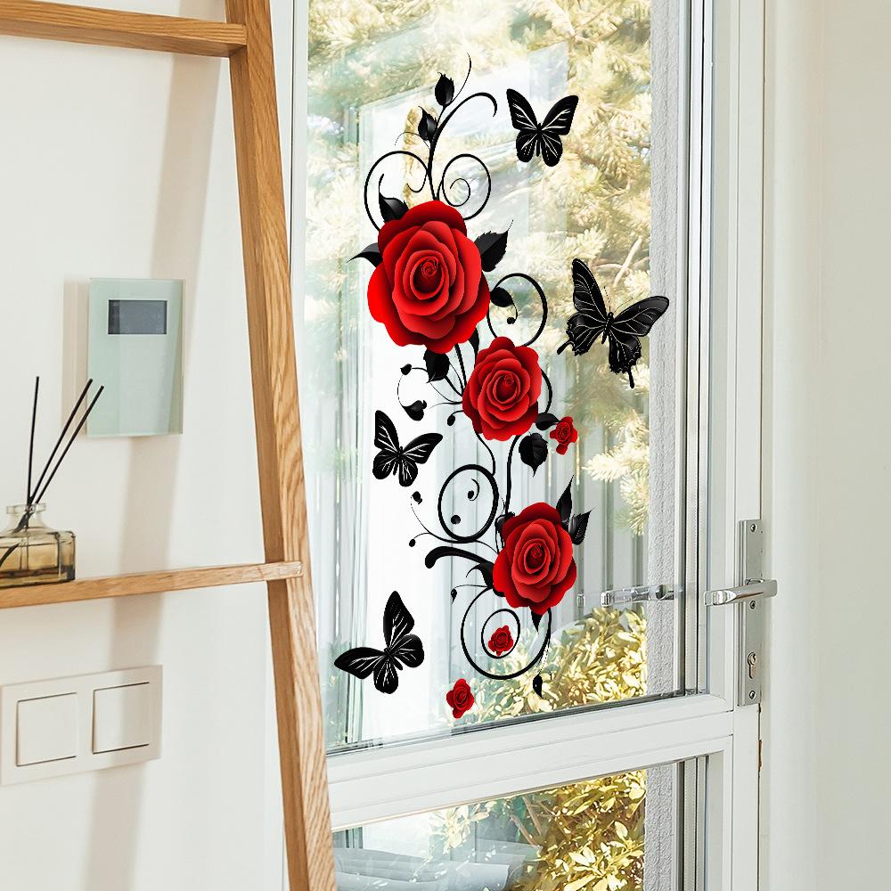 Roses Bedroom Living Room Home Wall Background Beautification Decoration Wall Stickers