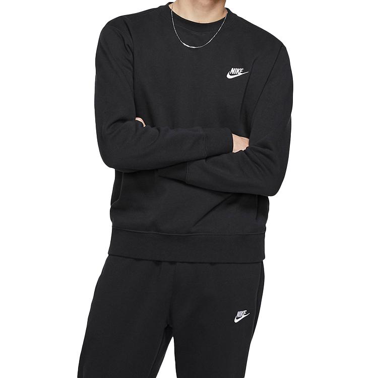 Nike Спортивная одежда Club Fleece Crewneck Черная/Белая мужская уличная одежда BV2662-010