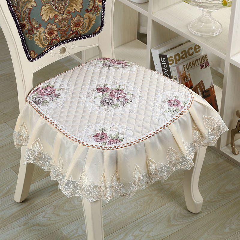 Подушка для обеденного стула, европейские подушки для сидений с принтом и кружевом, качественный коврик для стула Four Seasons, нескользящая подушка для ягодиц