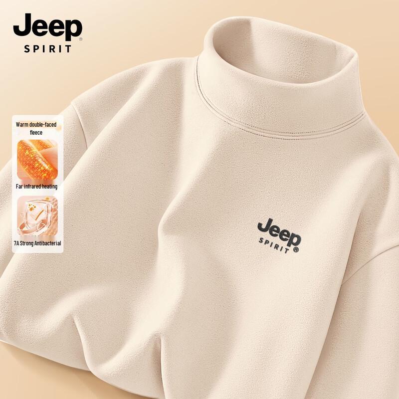 JEEP SPIRIT Men's Half-Turtleneck Thermal Long-Sleeve Shirt