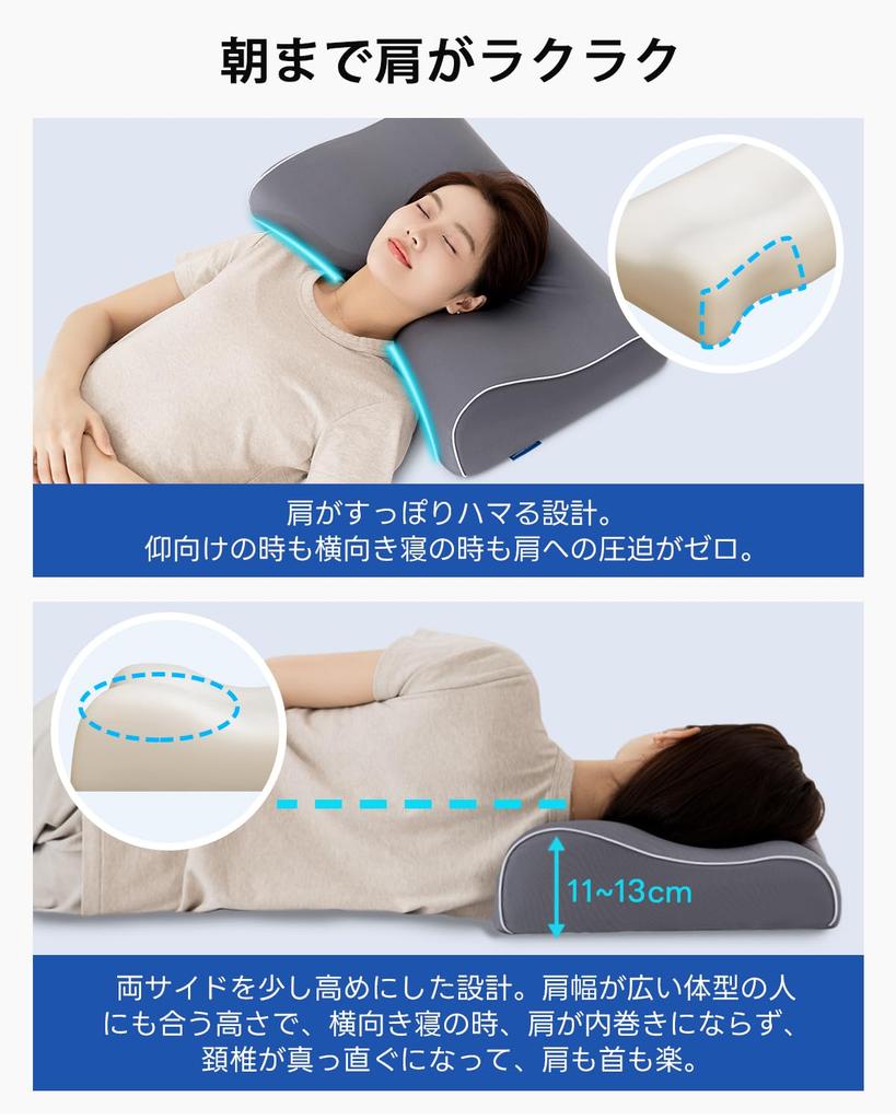 Sunrising Bedding's Hybrid Wave-Shaped and Concave-Shaped Memory Foam Pillow for Side Sleepers, Shoulder Pain Relief, Neck Stretching, and