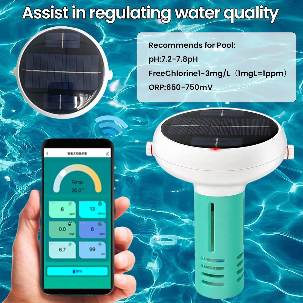 7 In 1 Intelligent Chlorin Meter with Gateway Pool Salt Tester Work with APP Salinity Meter PH Tester for Aquarium Swimming Pool