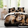 3D лев рисунок цифровая печать комплект из трех предметов животное пододеяльник простыня постельное белье