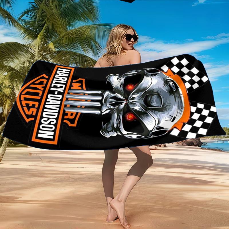 Harley-davidson Motorcycle Artwork Beach Towel, Quick-drying, Easy to Care for, Suitable for Both Fitness and Beach Vacations,Sports Essential