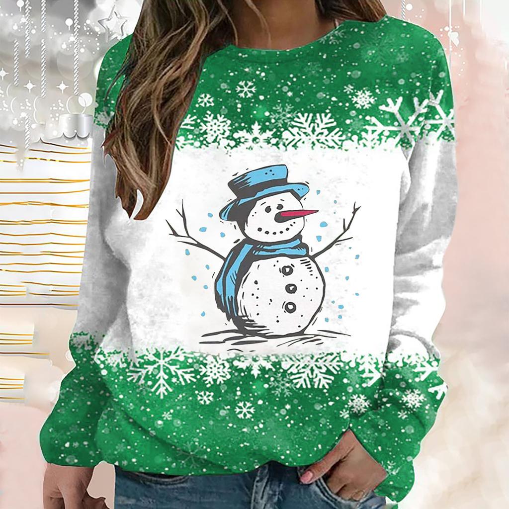 Рождественская женская футболка с длинными рукавами с мультяшным принтом лося, футболка из искусственного хлопка, женский свитшот большого размера, новый пуловер в стиле Харадзюку