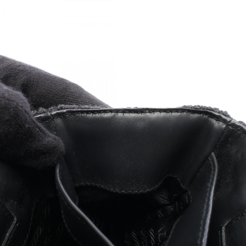 Used PRADA Triangle logo Tote Bag leather knit Gray Used Women