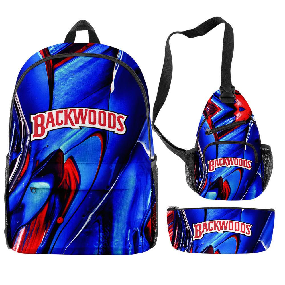 Backwoods Cigar 3D Цифровая Печать Модный Кампус Уличный Рюкзак Набор из Трех Предметов