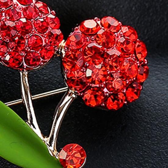 Брошь Винтажный сплав, зеленый лист, вишневый дизайн, тонкая работа, не выцветает, антикоррозийная, стильная привлекательная брошь для вечеринок