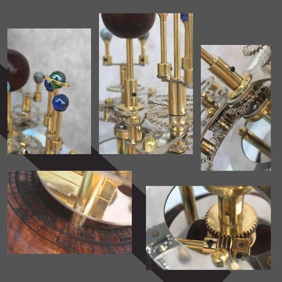 25.4 Cm Orrery, Piece for Book Shelves Brass and Steel Orrery A Functional Model of the Solar System with Planets