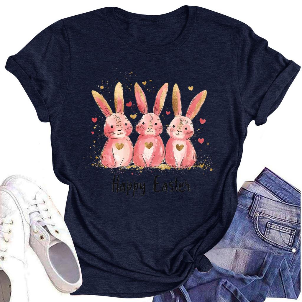 Women's Top Round Neck Casual Printed Short-sleeved T-shirt Top