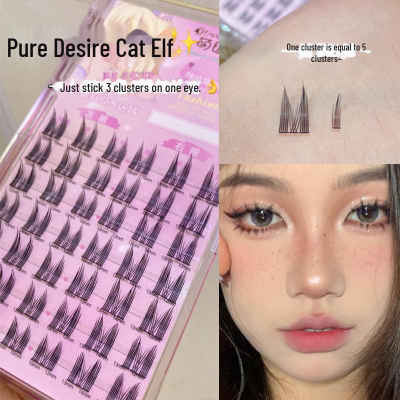 Накладные ресницы Menglash Pure Desire Cat Elf - натуральный стиль, один пучок