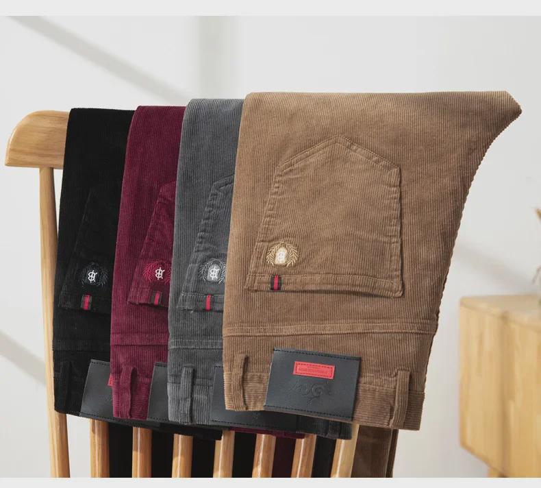 Мужские облегающие брюки из вельвета и хлопка — эластичные, мягкие, легкие, в повседневном деловом стиле