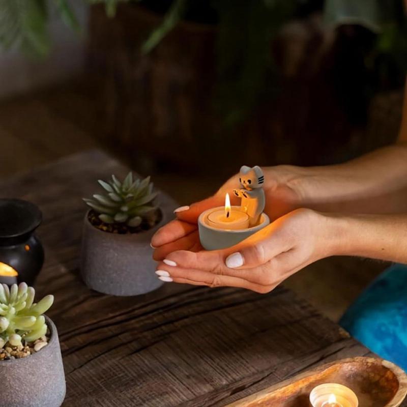 Милый подсвечник с котенком, согревающие лапы, мультяшный подсвечник, забавный милый ароматный термостойкий ремесло, украшение для дома