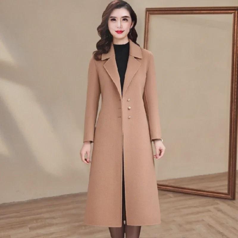Stylish Anti-Aging Woolen Windbreaker Coat for Women, New Slim Fit Over-the-Knee Design for Fall & Winter