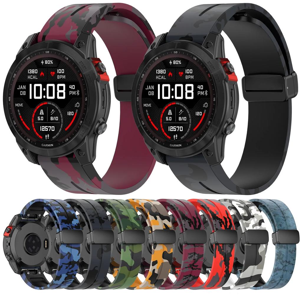 Классический 1 шт. 20 мм 22 мм 26 мм камуфляжный силиконовый быстросъемный спортивный ремешок для часов Garmin Fenix 5/ 6/ 7 серии, аксессуары для умных часов