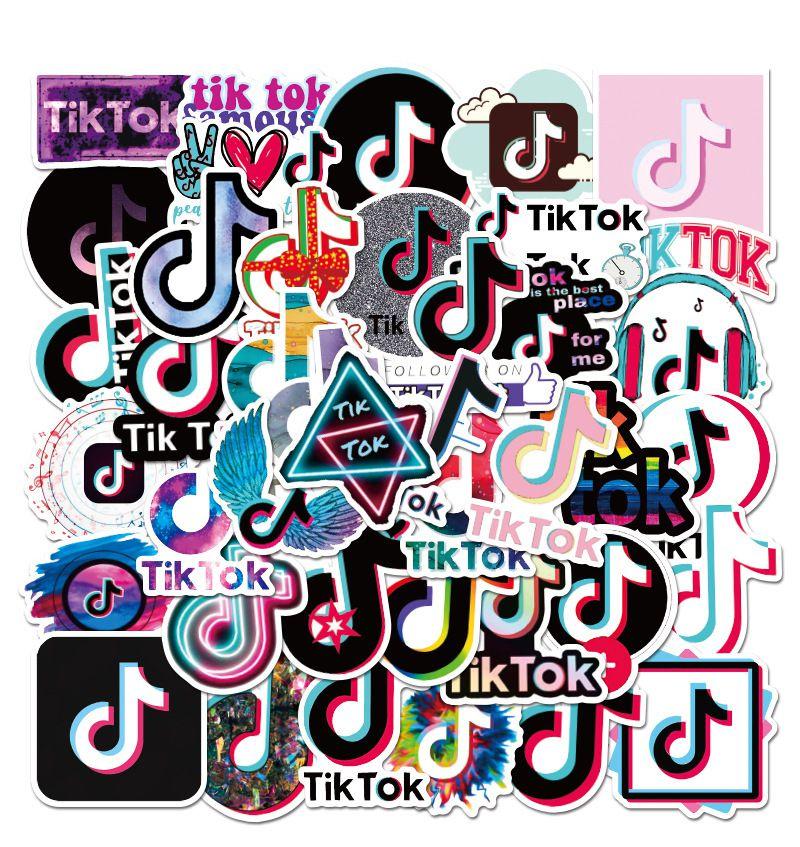 50 шт. Водонепроницаемые разноцветные наклейки с логотипами приложений Tiktok для коротких видео, для креативного декора