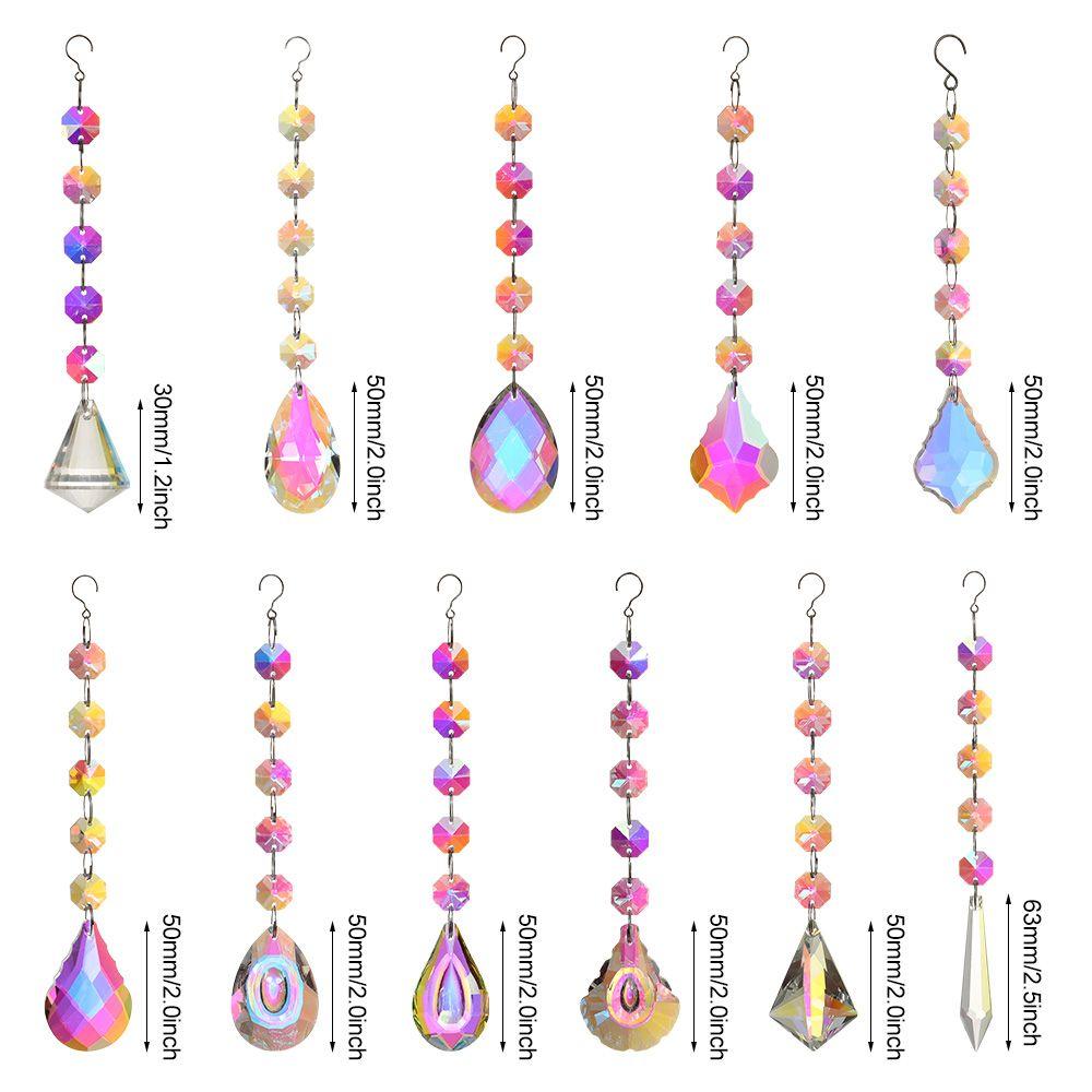 Ornaments Crystal Beads Pendant Chandelier Hanging Chain Diamond Prism Ball Rainbow Suncatcher