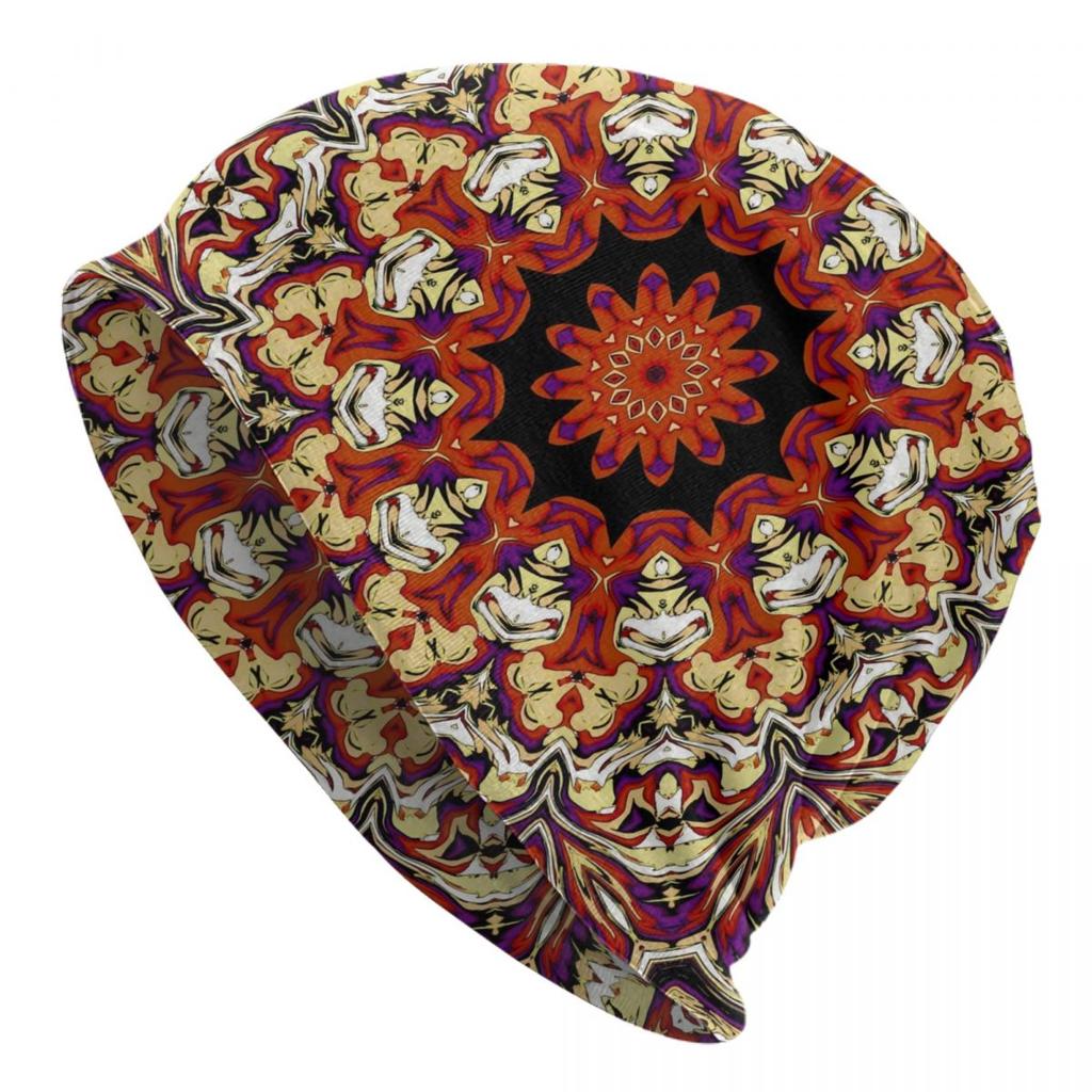 Custom Bohemia Ethnic Unisexdala Flower Pattern Skullies Beanies Caps Winter Warm Women Unisex Knitting Hats Unisex Adult Bonnet Hats