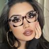 Square Cat Eye Women's Fashion Glasses Transparent Lenses Retro and Elegant Suitable for Daily Shopping