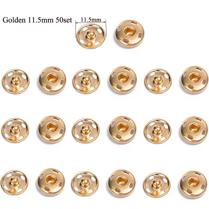 10-50 Sets Sew-On Snap Buttons Metal Snaps Fasteners Press Studs Buttons For Sewing, 10Mm And 21Mm,Black Silver And Golden