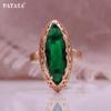 PATAYA Цвет розового золота Зеленый искусственный циркон Конский глаз Серьги Комбинированный набор колец