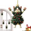 Cartoon Christmas Cat Pendant 2D Cat Hanging Ornaments Creative Xmas Tree Ornaments  Christmas Day