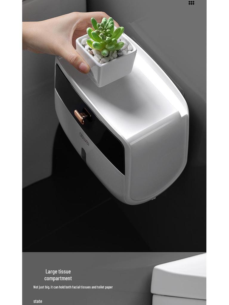 Водонепроницаемый настенный держатель для салфеток и туалетной бумаги без сверления с двухслойным хранением