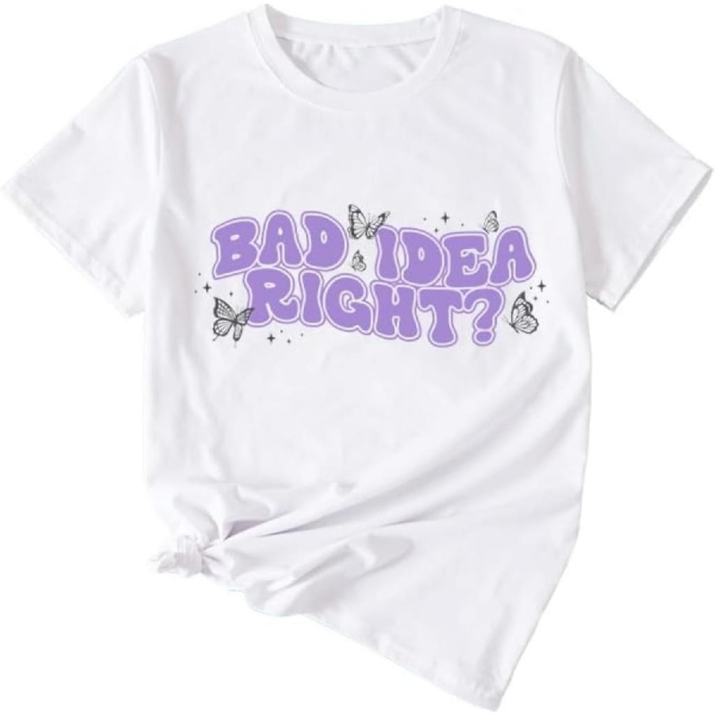 YLISA Bad IDEA Right Shirts for Women Concert Fans Tshirt Pop Rock Music T Shirt Purple Funny Graphic Tee