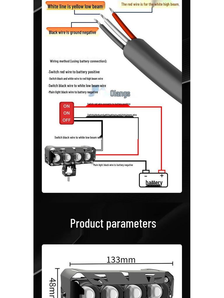 Cross-Border Exclusive LED Motorcycle Headlight: High Beam Four-Eye High-Low Beam Spotlight