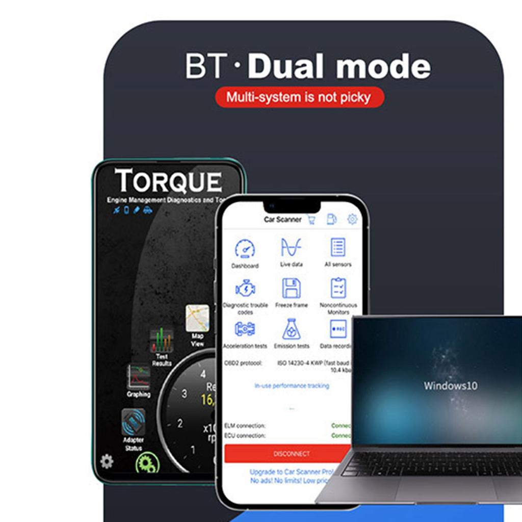 V01H4 Автомобильный считыватель ELM327 V1.5 OBD2 Bluetooth 4.0 сканер OBDII автомобильный диагностический сканирующий инструмент для IOS Android Windows