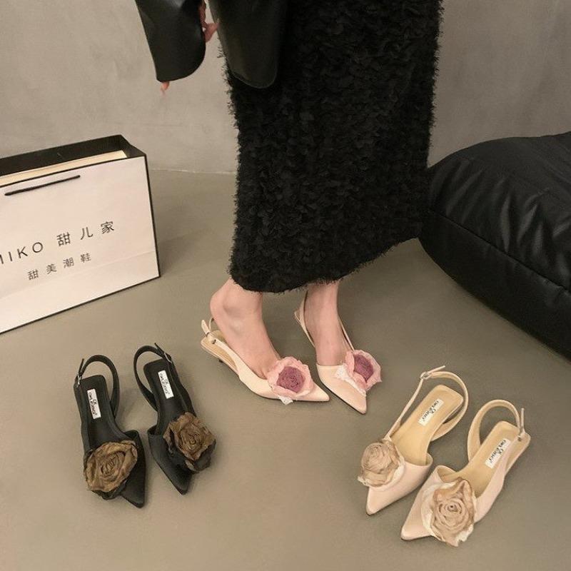 Модные французские босоножки на высоком каблуке с розовым носком, женские 24 новых летних сандалии на высоком каблуке с острым носком, женская обувь