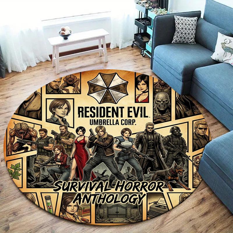 Resident Evil Round Area Rug Carpet Rug For Living Room Bedroom Sofa Playroom Decor Nonslip Floor Mat