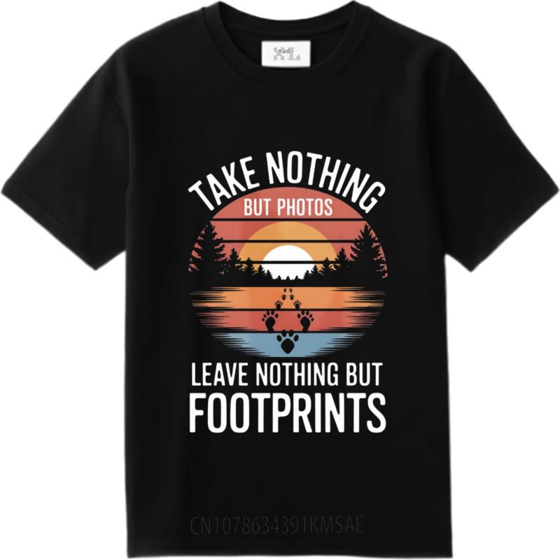 Classic Tshirt Short Sleeve T Shirt Fashion Take Nothing But Photos Leave Nothing But Footprints Minimalist For Unisex Teeshirt