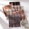 Scarf New Imitation Cashmere Retro Scarf Women's Korean Autumn and Winter Plaid Scarf Tassel Shawl Scarf