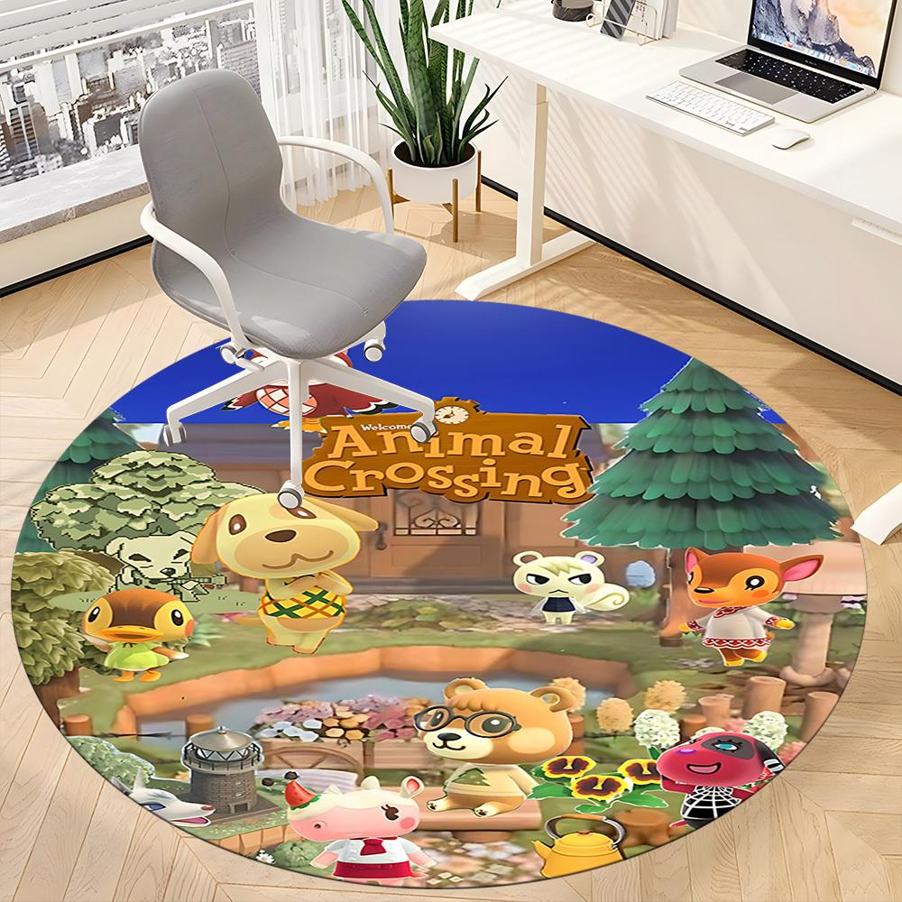 1pc Animal Crossing Office Round Area Rug, Bedroom Living Room Home Decor, Room Deco, Offic a1016223