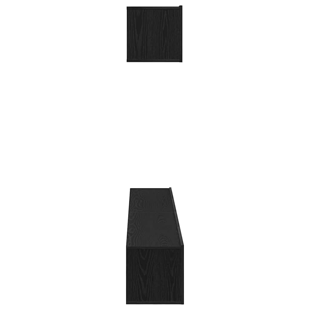Wall Mounted TV Cabinet Set 4 pcs Black Oak Wood Based Panel