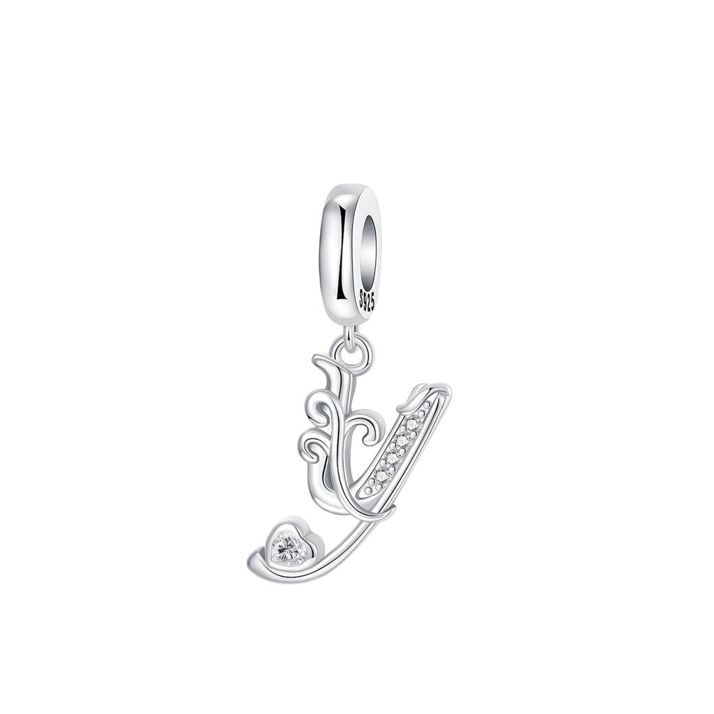 Оригинальные подвески-шармы с буквами алфавита от A до Z, медные, инкрустированные цирконом, подвески с любовными письмами, ювелирное украшение в подарок, подходят для браслета-бенгла